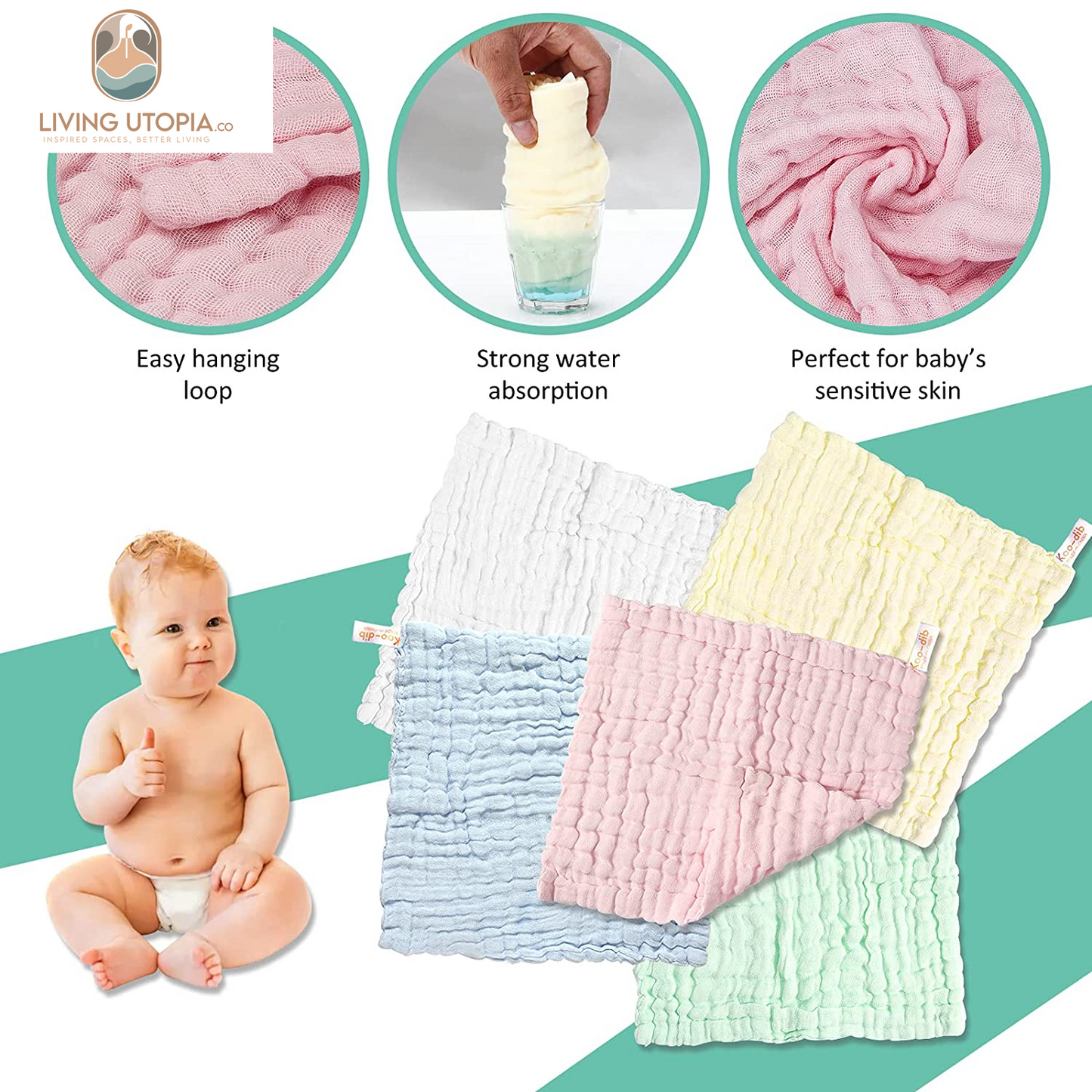 Baby Muslin Washcloths Baby Wipes Soft Newborn Essentials Baby Towels and Washcloths for Face Towel for Sensitive Skin Baby Wash Cloths 10 Pack 10X10 Inches Baby Register Shower Gift