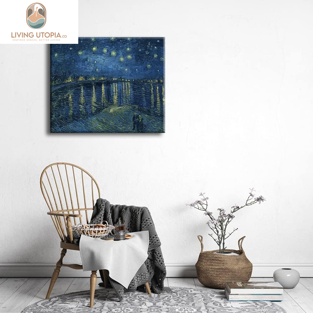 Starry Night over the Rhone by Van Gogh Classic Oil Paintings Reproduction Modern Seascape Giclee Canvas Prints Artwork on Canvas Wall Art Ready to Hang for Living Room Home Decorations
