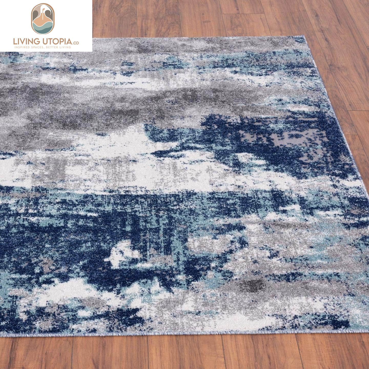 Euston Collection D.Blue-L.Blue 8X10 Modern Abstract Area Rug