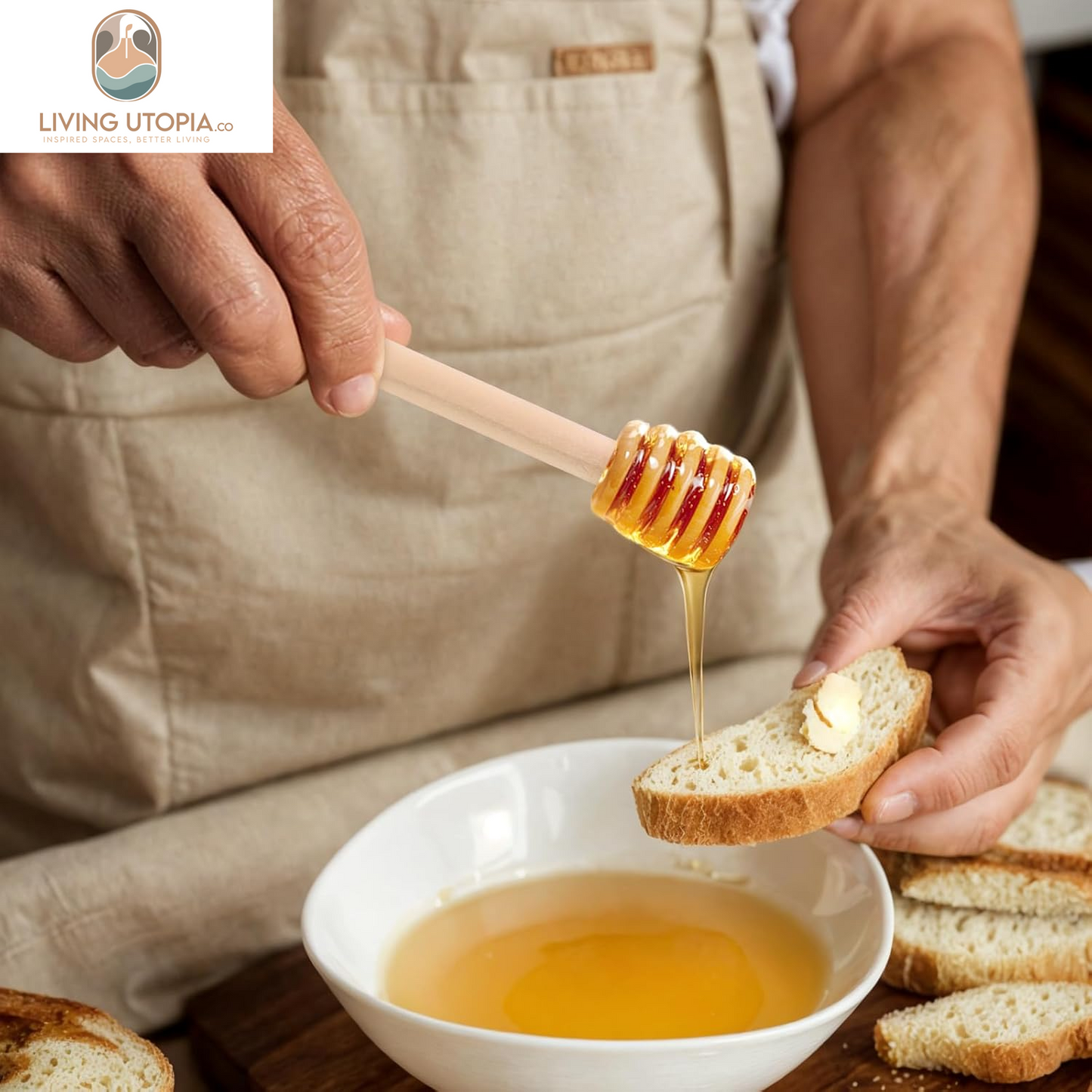 20PCS Wooden Honey Dipper Sticks, 3 Inch Honeycomb, Mini Honey Spoon Wand for Jar and Dispenser, Top off Cupcake, Themed Baby Shower, Bridal Party Favors