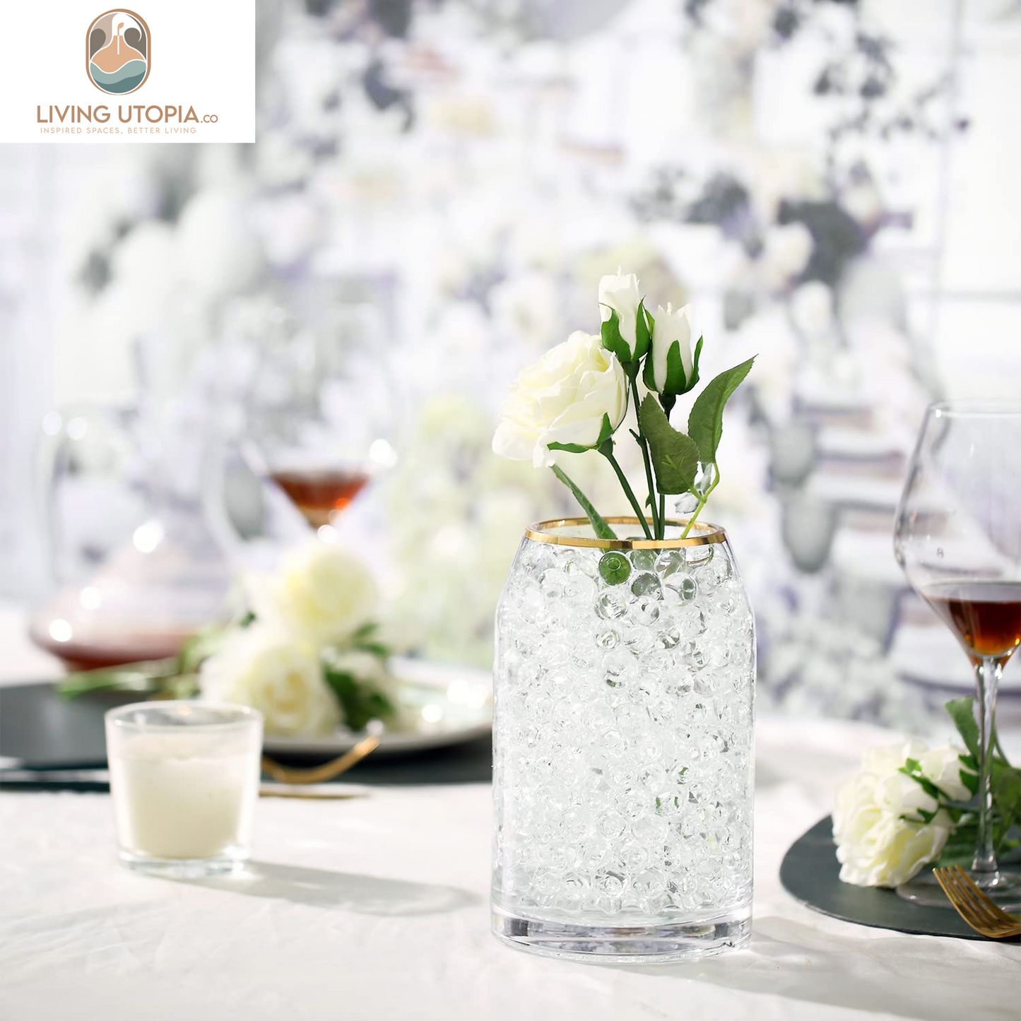 70,000 Clear Water Gel Beads for Vases, Tansparent Water Gel Beads for Vase Filler Beads, Candles, Wedding Centerpiece Floral Decorations