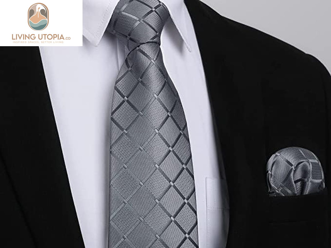 Plaid Checkered Tie Handkerchief Woven Classic Formal Men'S Necktie & Pocket Square Set