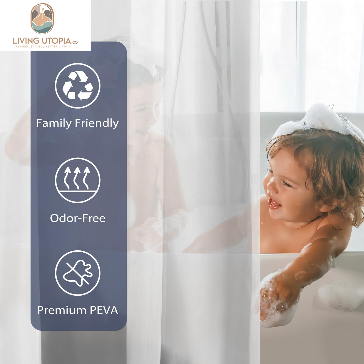Clear Shower Curtain Liner Waterproof, 72X72 Lightweight
