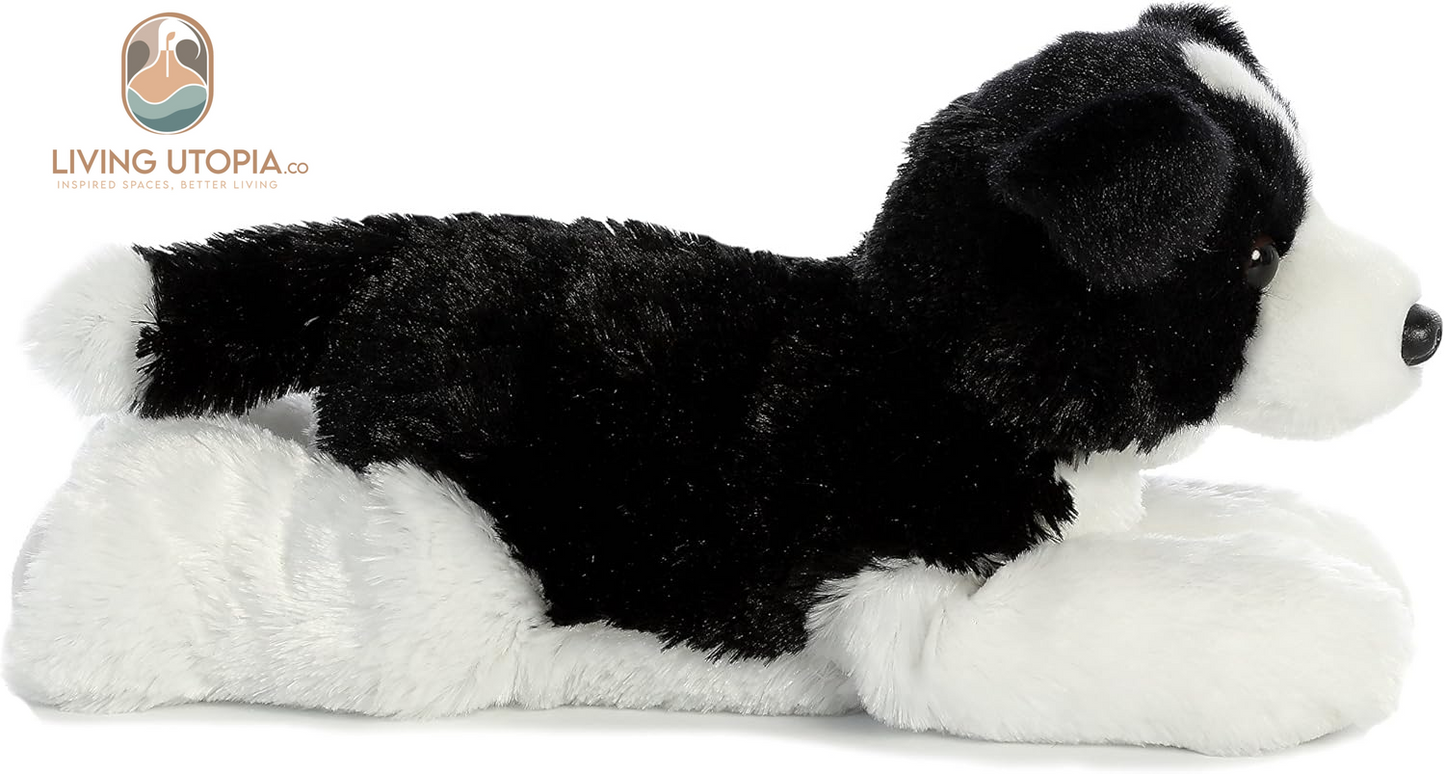 ® Adorable Flopsie™ Border Collie Stuffed Animal - Playful Ease - Timeless Companions - Black 12 Inches