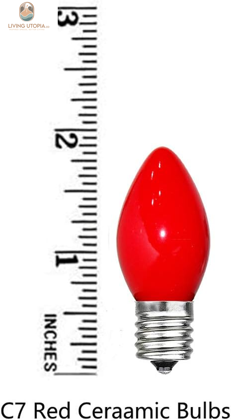 Indoor & Outdoor String Light Bulbs, C7 Red Light Bulbs, C7 Ceramic Red Christmas Replacement Bulbs for Outdoor Christmas String Lights, 5 Watt Night Light Bulb,120 Volt-Red
