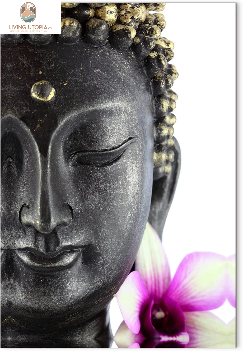 Buddha Statue Wall Art Meditation Room Decor Zen Painting Buddah Head Canvas Prints for Bedroom Yoga Home Decorations Keep Inner Peaceful Spiritual Buddism Belief Picture Lotus Flower Poster 24X36"