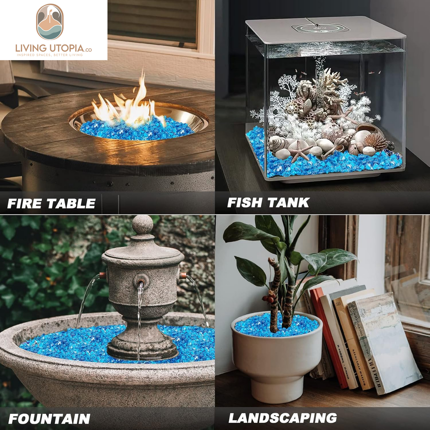 Caribbean Blue Reflective Fire Pit Glass – 10 lb