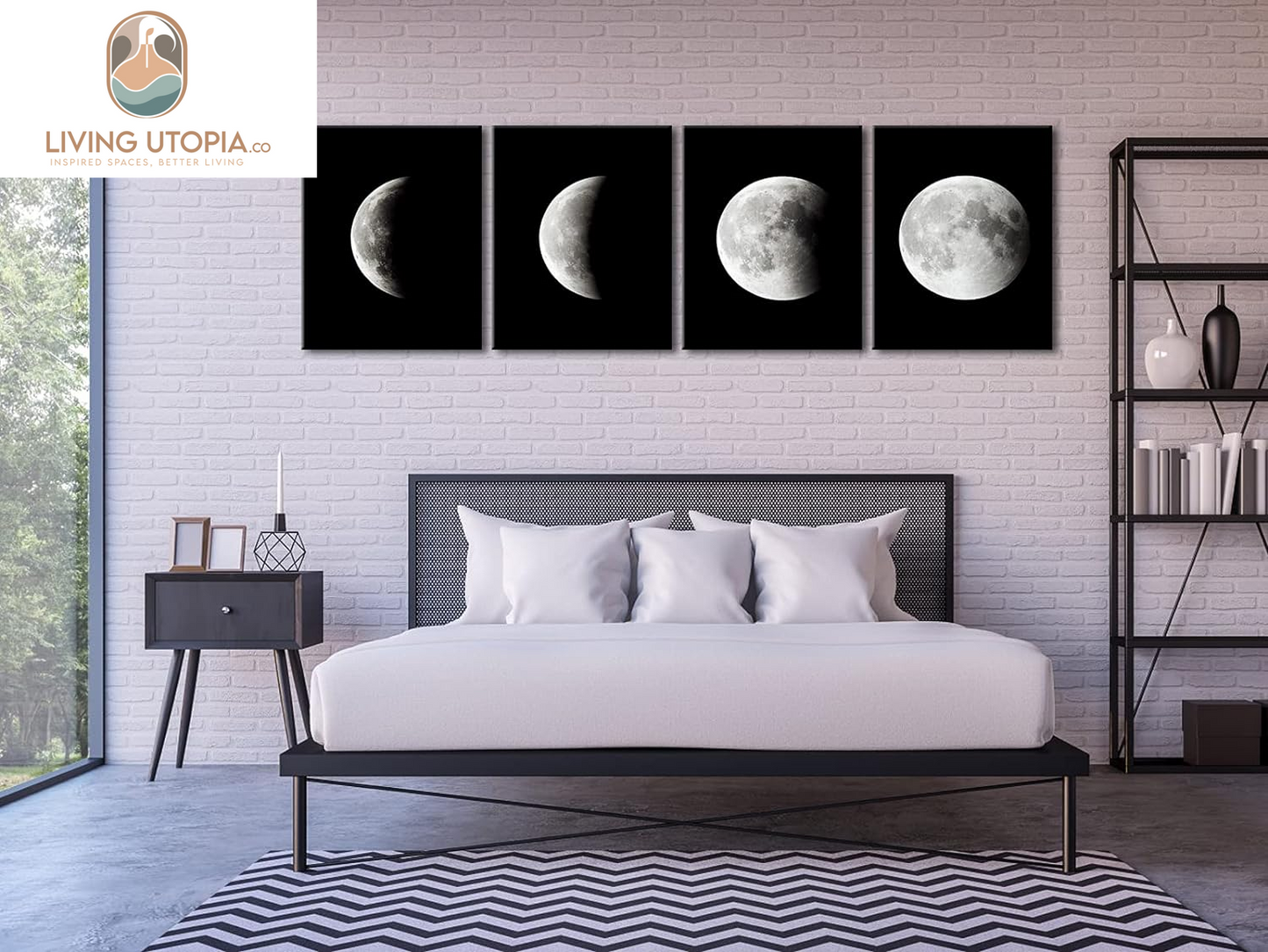 Moon Large Modern Giclee Canvas Prints Artwork Abstract Space Pictures Paintings on Stretched and Framed Canvas Wall Art Ready to Hang for Living Room Bedroom Home Office Decorations