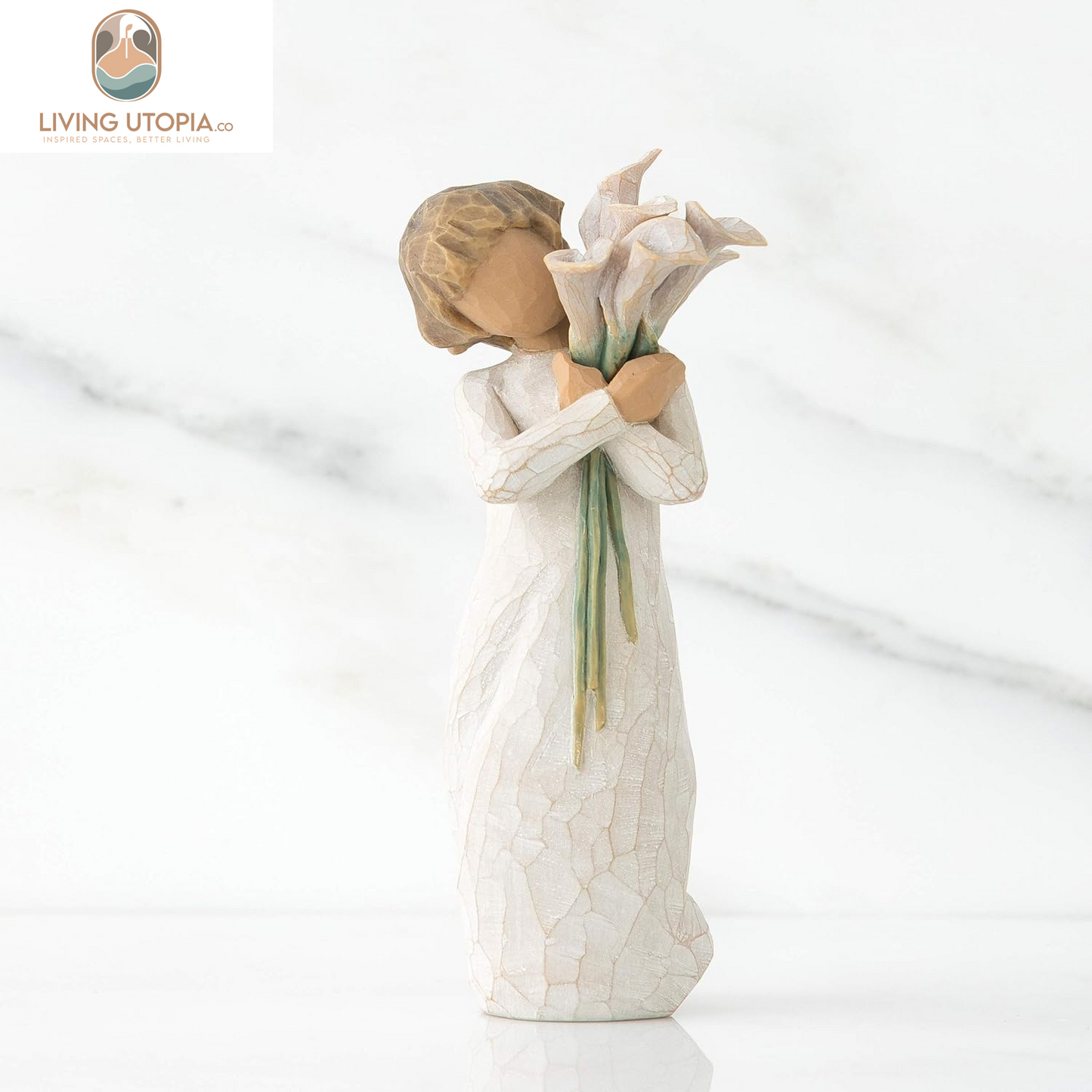 Beautiful Wishes, a Gathering of Beautiful Wishes for You - Love, Health, Happiness, a Gift That Expresses Caring or for Those Who Love Flowers, Sculpted Hand-Painted Figure