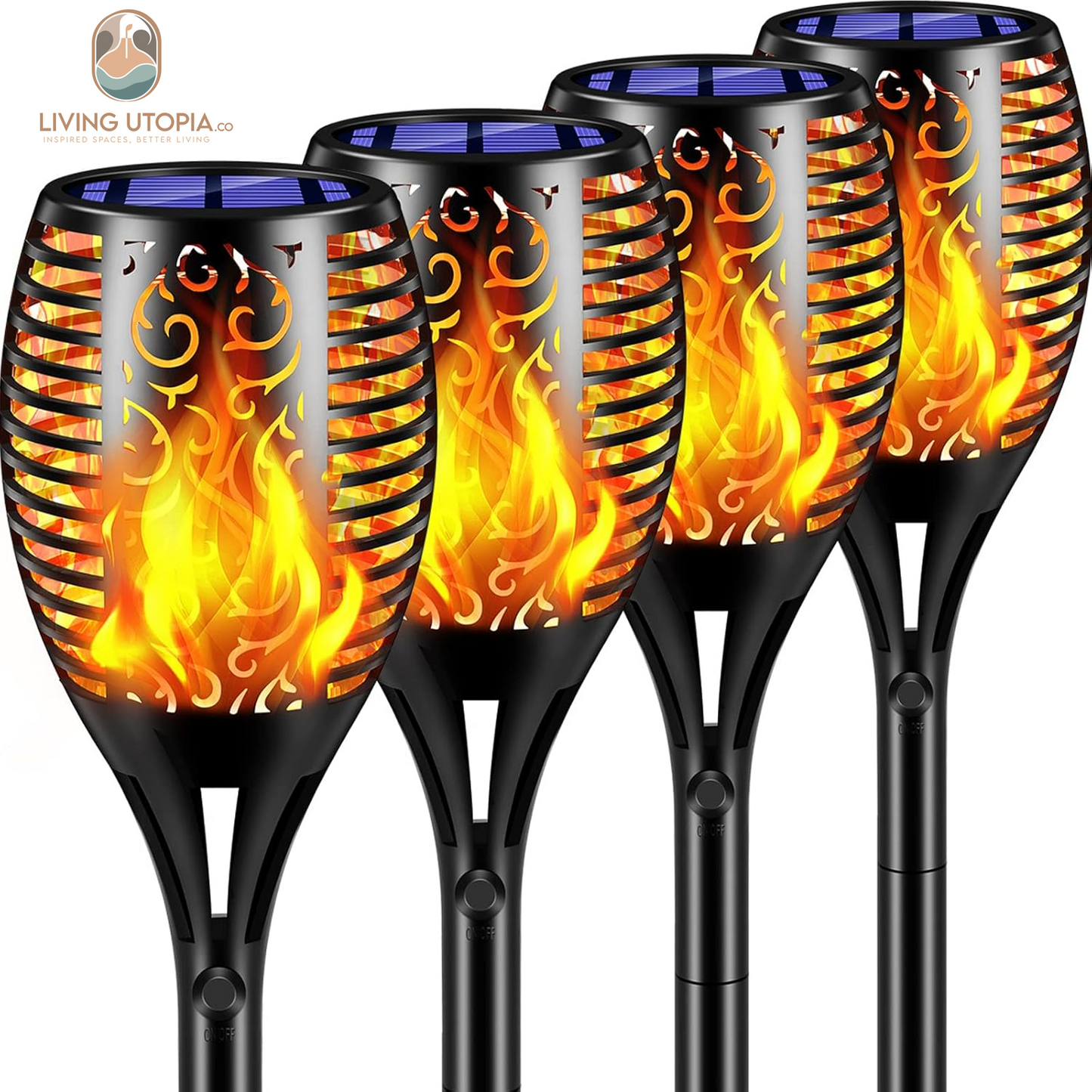 Solar Lights Outdoor 99 LED Higher & Larger Flickering Flame Solar Torch Lights 43" Waterproof Outdoor Lighting Solar Powered Pathway Lights for Garden Patio Yard, 4Pack