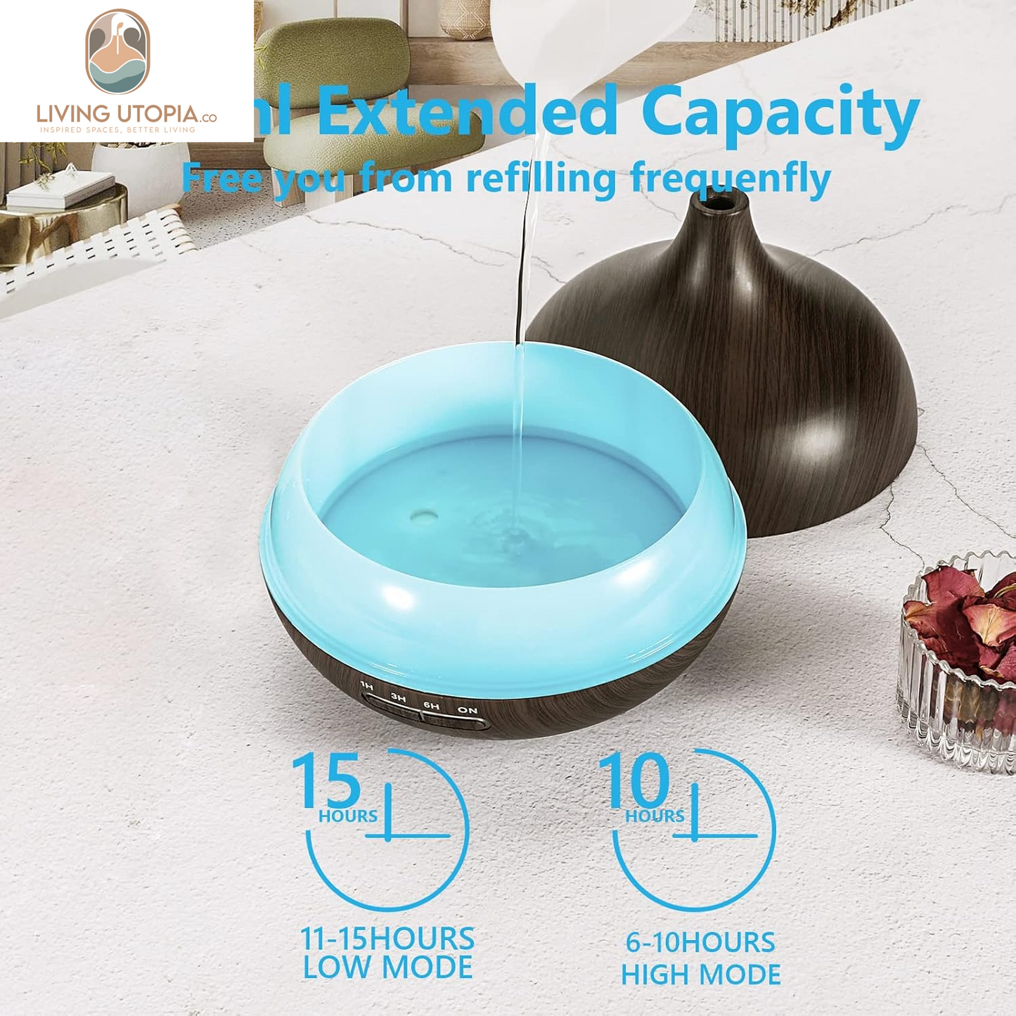 Diffusers for Essential Oils Large Room, 550Ml Essential Oil Diffusers with Remote Control, Ultrasonic Oil Diffuser with Timer, 7 Colors Light for Bedroom