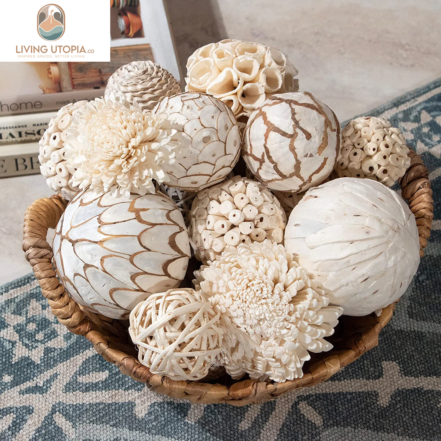 Large Decorative Balls Bowl Filler Decor Orbs White & Cream (Natural White)