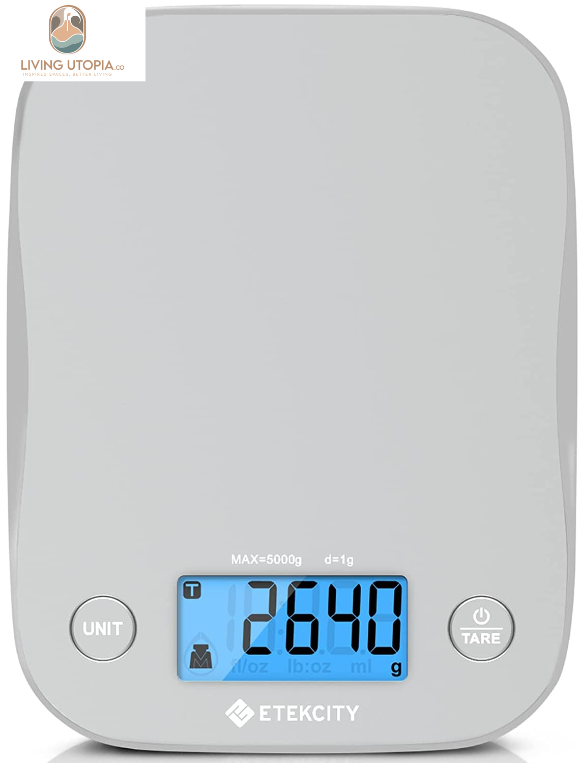 Food Kitchen Scale, Digital Weight Grams and Oz for Cooking, Baking, Meal Prep, and Diet, Medium, Gray
