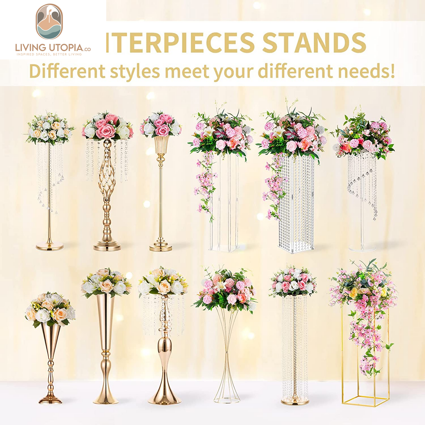 Pcs of 2 Fake Flower Ball Arrangement Bouquet,15 Heads Plastic Roses with Base, Suitable for Our Store'S Wedding Centerpiece Flower Rack for Parties Valentine'S Day Home Décor (Pure White)