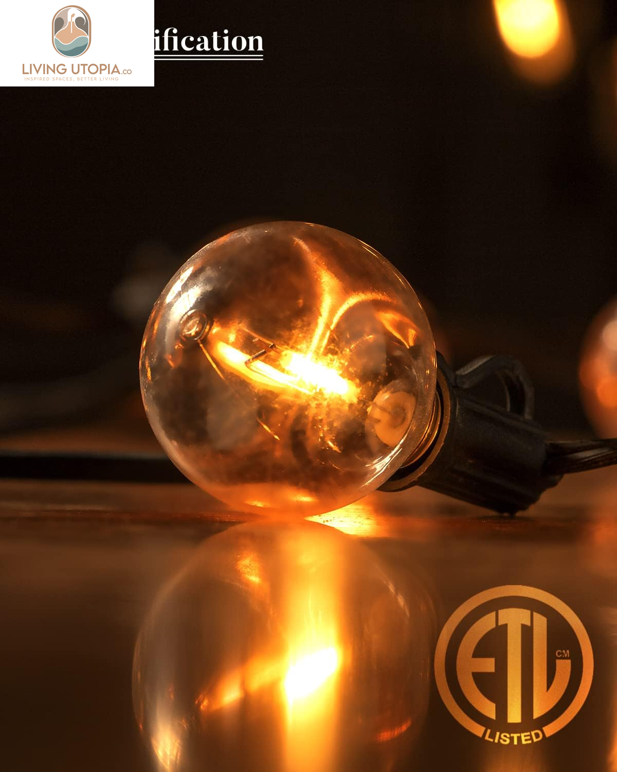 100FT Outdoor String Lights, LED Bistro String Lights with Shatterproof G40 Vintage Bulbs, 2200K Dimmable, Waterproof Hanging Lights for Porch, Deck, Garden, Backyard, Balcony - ETL Listed