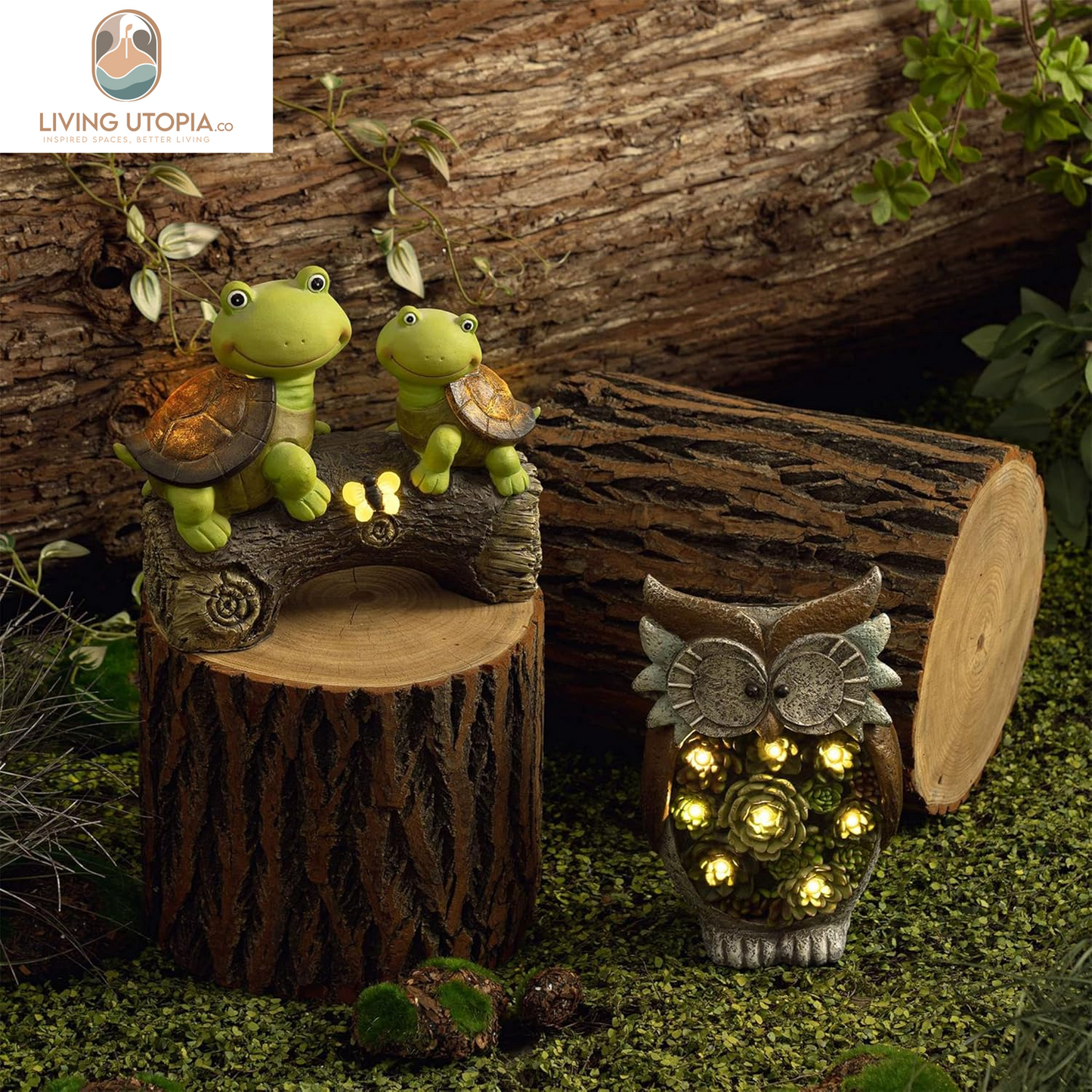 10" Garden Statue Turtles Figurine-Cute Frog Face Turtles Resin Statue with Solar Lights, Outdoor Fall Gnomes Decorations for Yard Lawn Ornaments, Garden Gifts for Mom