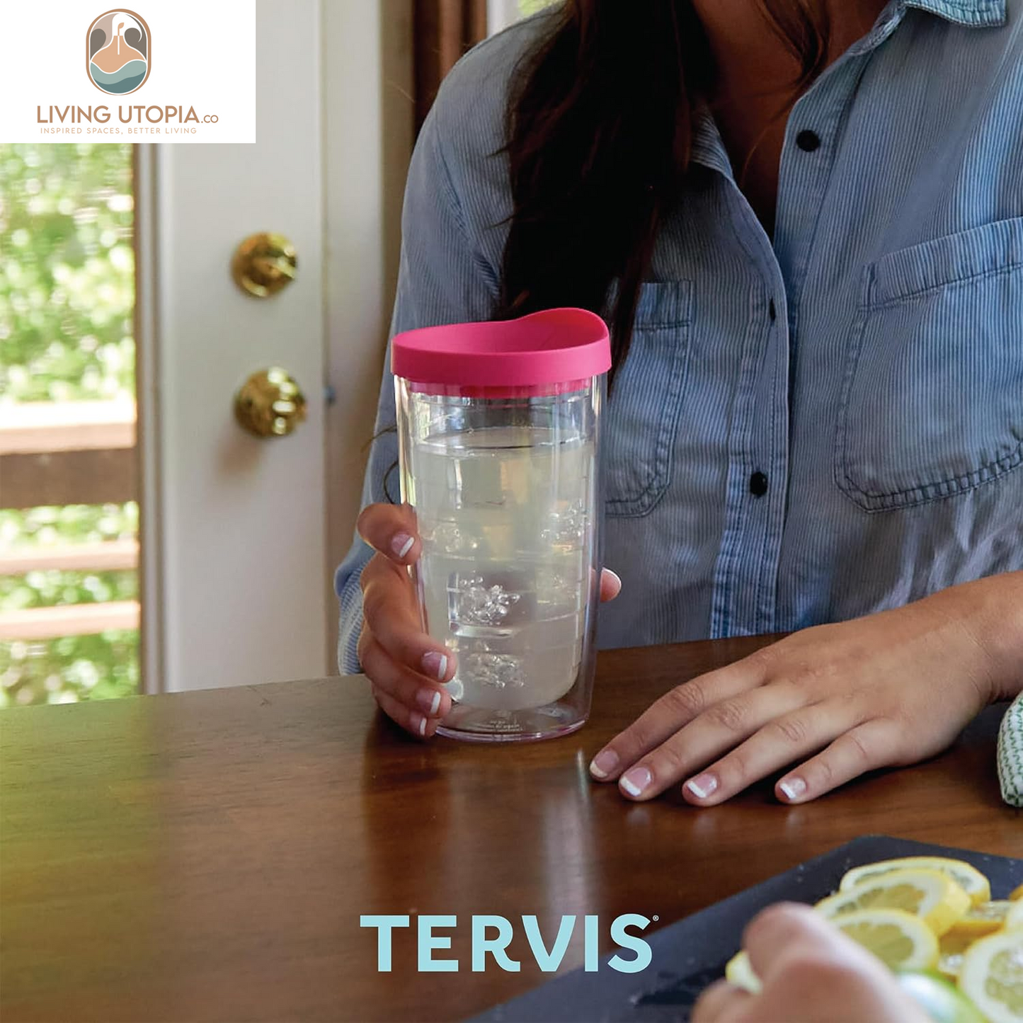 Clear & Colorful Tabletop Made in USA Double Walled Insulated Tumbler Travel Cup Keeps Drinks Cold & Hot, 16Oz - 4Pk, Blue Moon