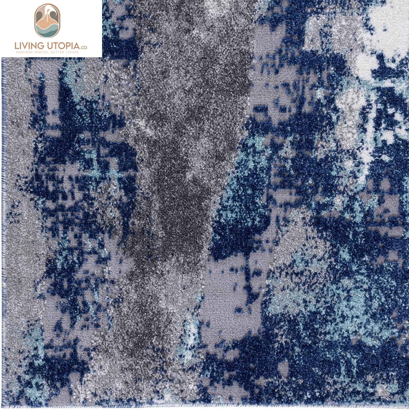 Euston Collection D.Blue-L.Blue 8X10 Modern Abstract Area Rug