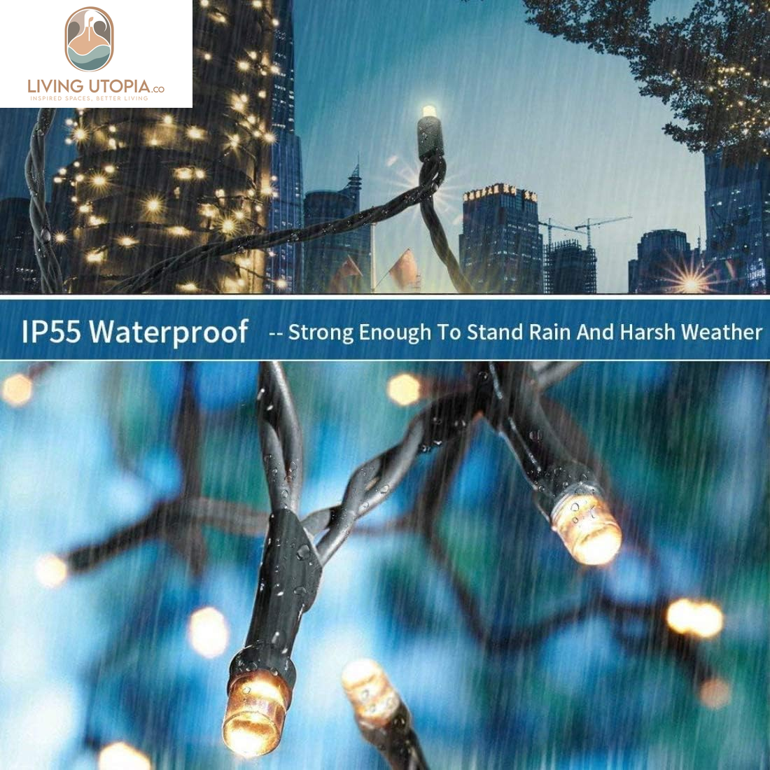 105FT 300 LED Christmas Lights Outdoor, Plug in 8 Mode String Lights for Christmas Tree, Party, Patio, House Christmas Decoration (Warm White)