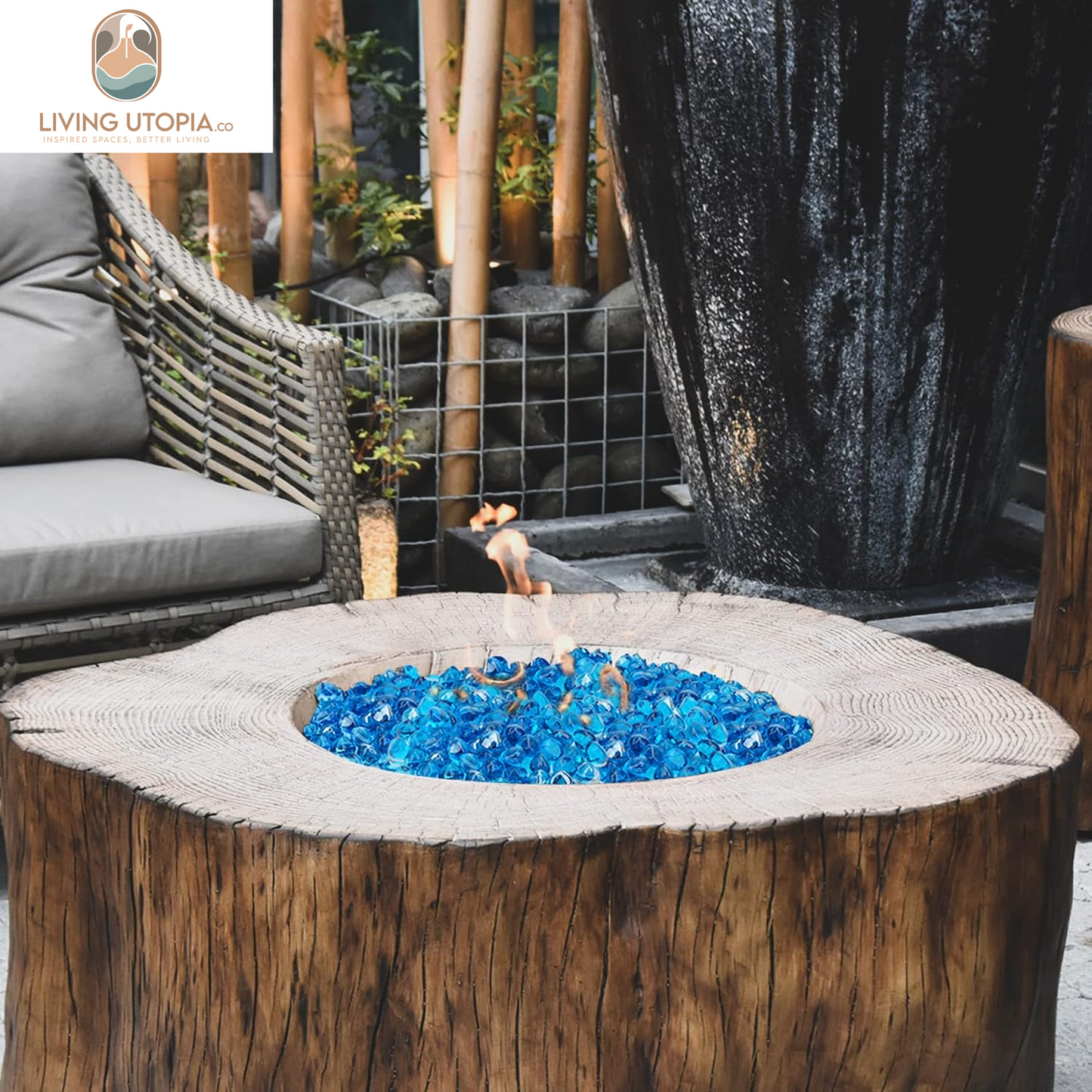 Caribbean Blue Reflective Fire Pit Glass – 10 lb