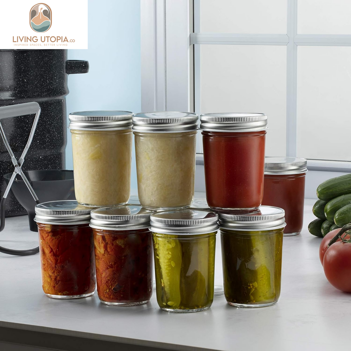 Glass Regular Mouth Mason Jars, 8 Oz Jars with Silver Metal Airtight Lids for Meal Prep, Dry Food Storage, Canning, Drinking, for Overnight Oats, Jelly, Spices, Salads, Yogurt (6 Pack)