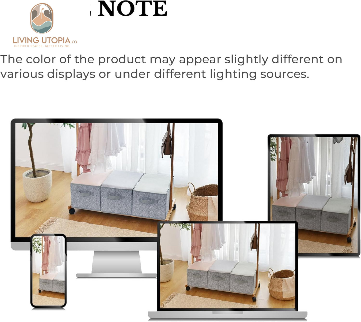 Gray Fabric Storage Bins with Handles (Set of 3)