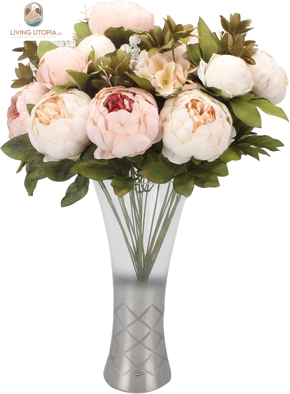 Fake Flowers Vintage Artificial Peony Silk Flowers Wedding Home Decoration,Pack of 1 (Light Pink)