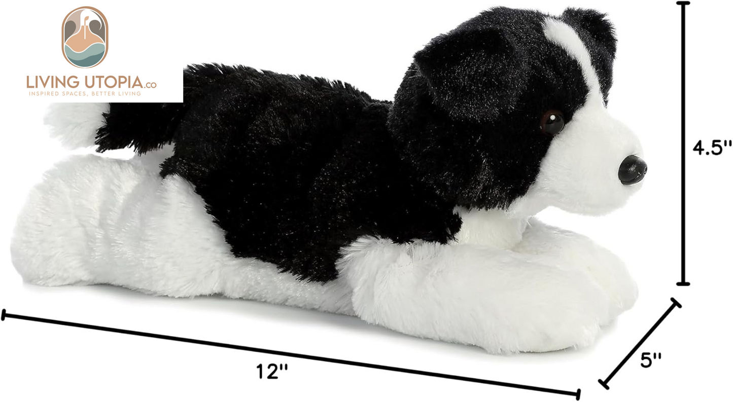 ® Adorable Flopsie™ Border Collie Stuffed Animal - Playful Ease - Timeless Companions - Black 12 Inches