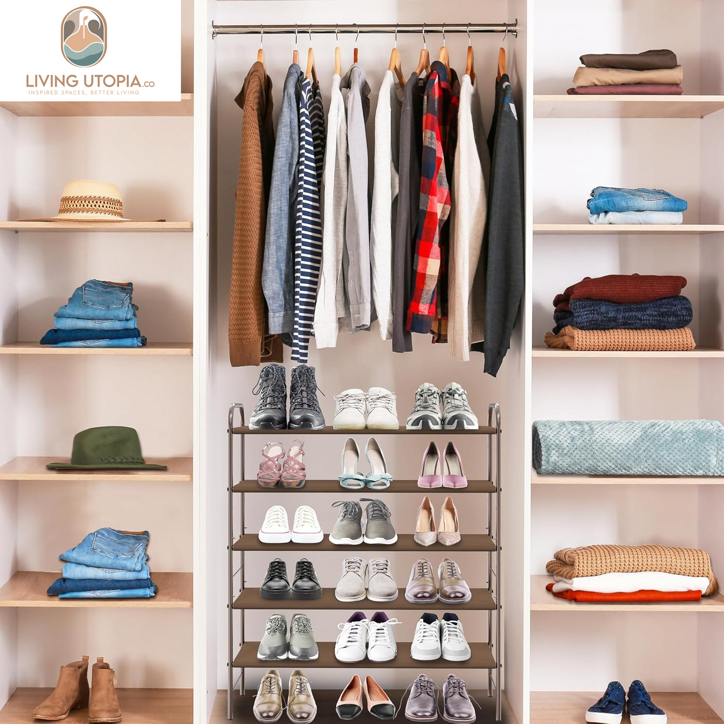5-Tier Shoe Rack Storage Organizer, Bronze