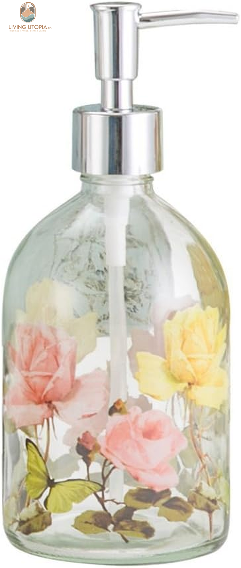 Glass Soap Dispenser Bottle with Pump,Refillable Liquid Hand Soap Dispenser for Bathroom, Kitchen Soap Dispenser 17 Oz