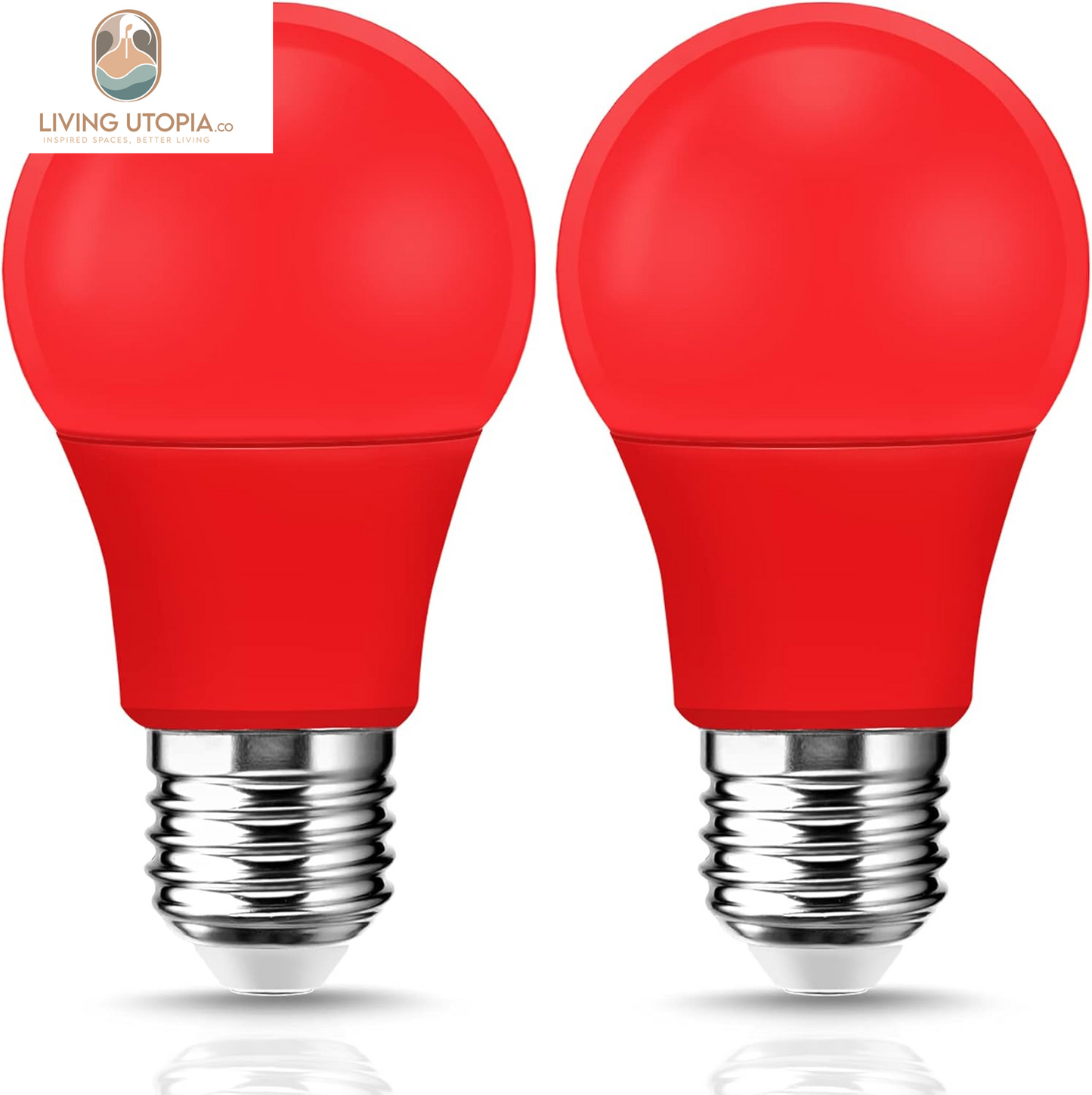 LED Red Light Bulb 60W Equivalent, A19 LED E26 Base Red Color Light Bulbs, 9W Red LED Bulb for Halloween, Christmas Decoration, Party, Bars, Porch Lights, Holiday Mood Lighting, Pack of 2