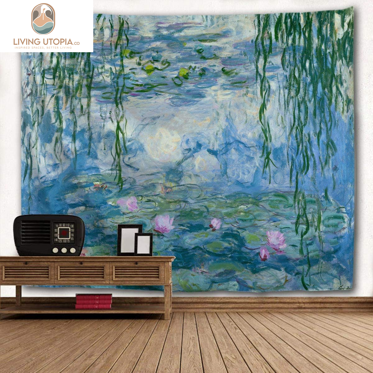 Large Tapestry Monet Wall Tapestry Water Lilies Oil Paintings Flowers Tapestry Wall Hanging Art Home Decor for Living Room Bedroom Bathroom Kitchen Dorm 90 X 60 Inches