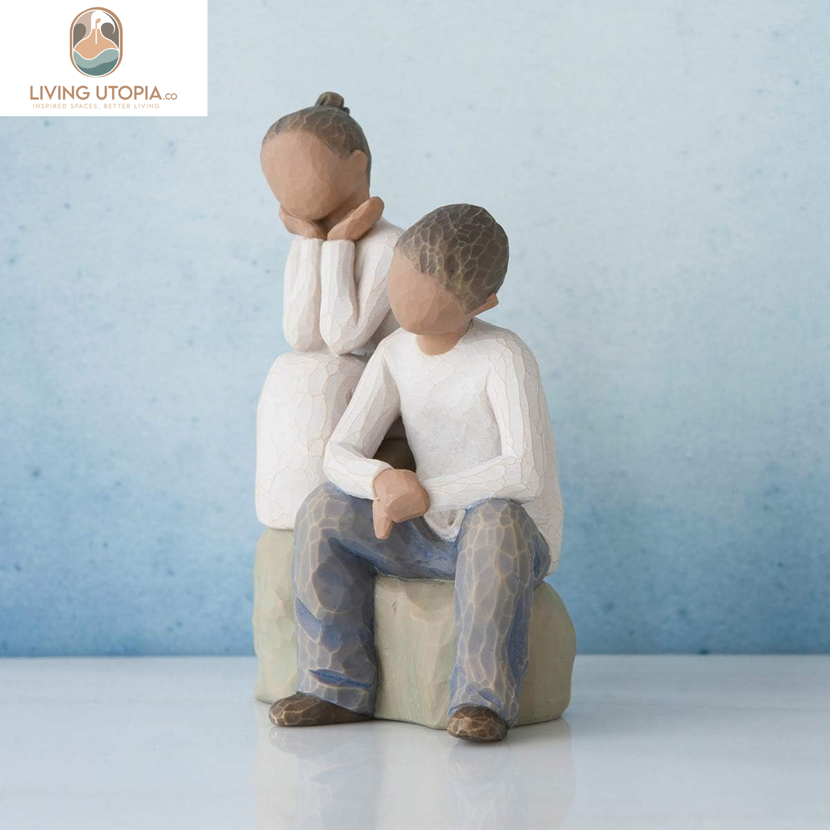 Brother and Sister (Darker Skin Tone & Hair Color), Sculpted Hand-Painted Figure