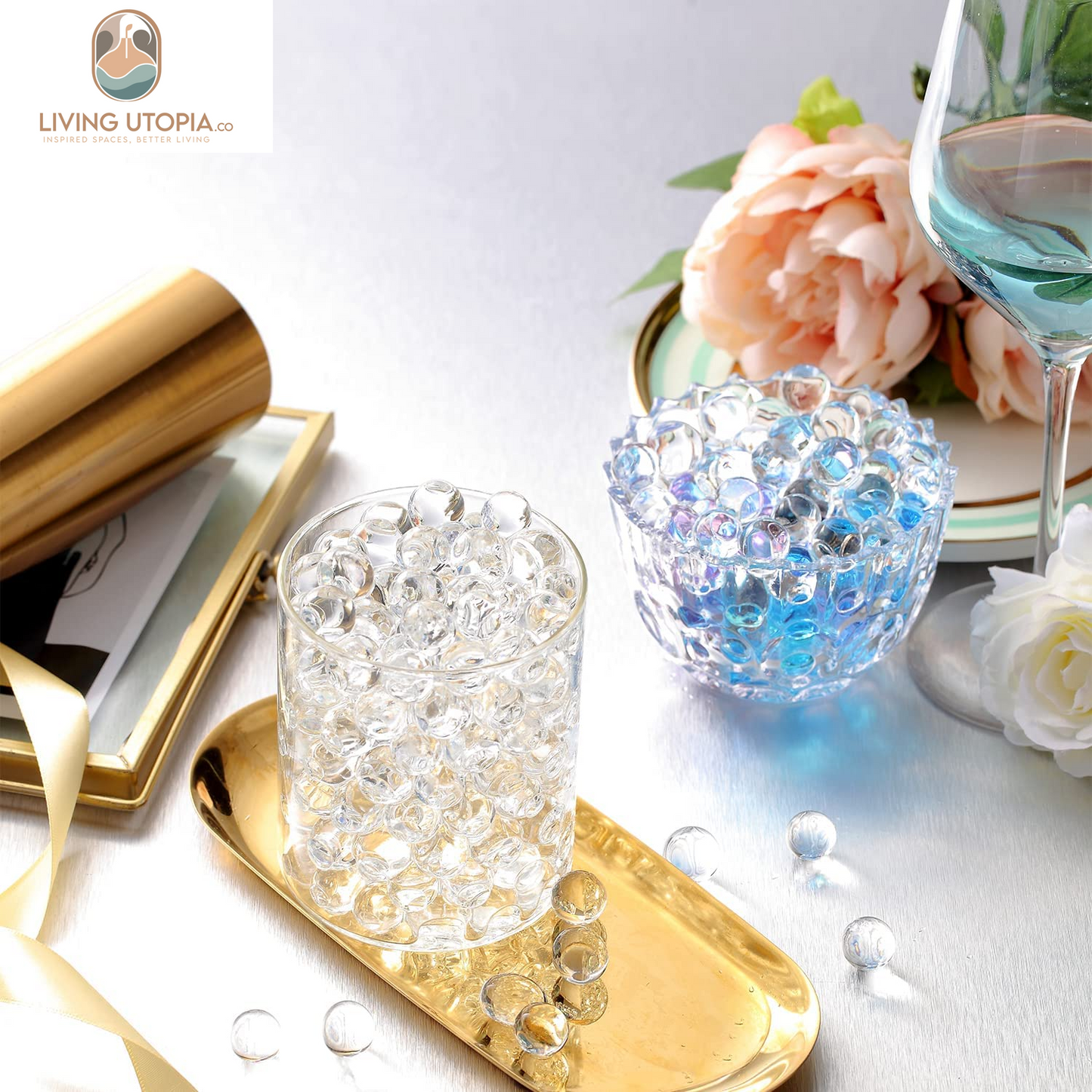 70,000 Clear Water Gel Beads for Vases, Tansparent Water Gel Beads for Vase Filler Beads, Candles, Wedding Centerpiece Floral Decorations