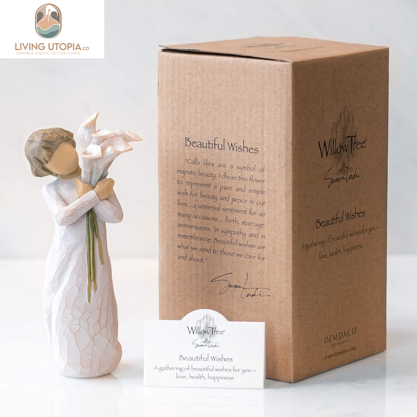 Beautiful Wishes, a Gathering of Beautiful Wishes for You - Love, Health, Happiness, a Gift That Expresses Caring or for Those Who Love Flowers, Sculpted Hand-Painted Figure