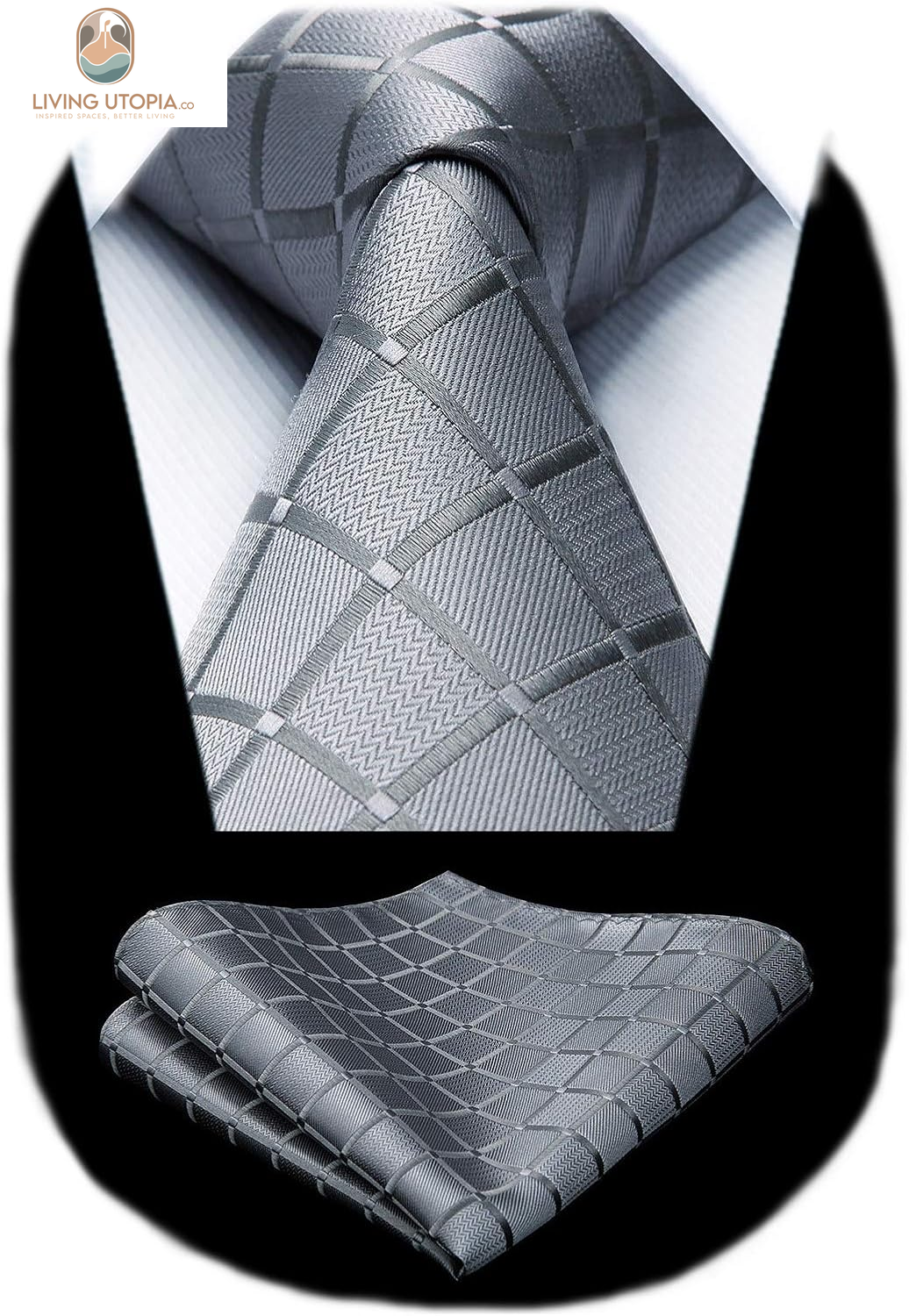 Plaid Checkered Tie Handkerchief Woven Classic Formal Men'S Necktie & Pocket Square Set