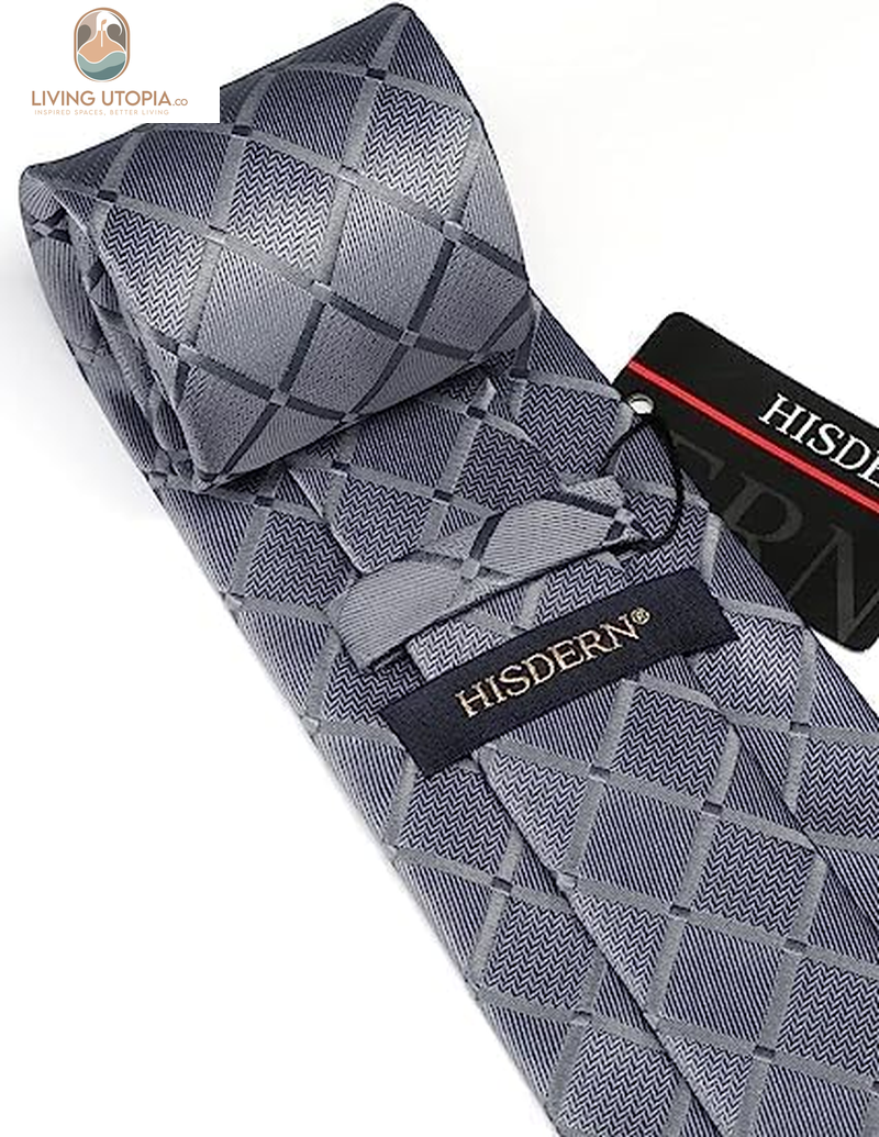 Plaid Checkered Tie Handkerchief Woven Classic Formal Men'S Necktie & Pocket Square Set