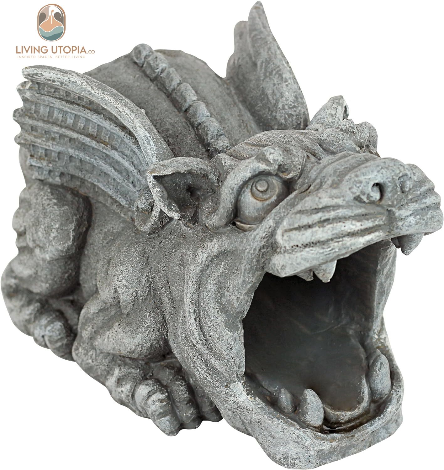 Roland the Gothic Gargoyle Gutter Guardian Rain Downspout Extension Outdoor Statue, 10 Inch Long, Cast Stone Resin, Grey Stone Finish