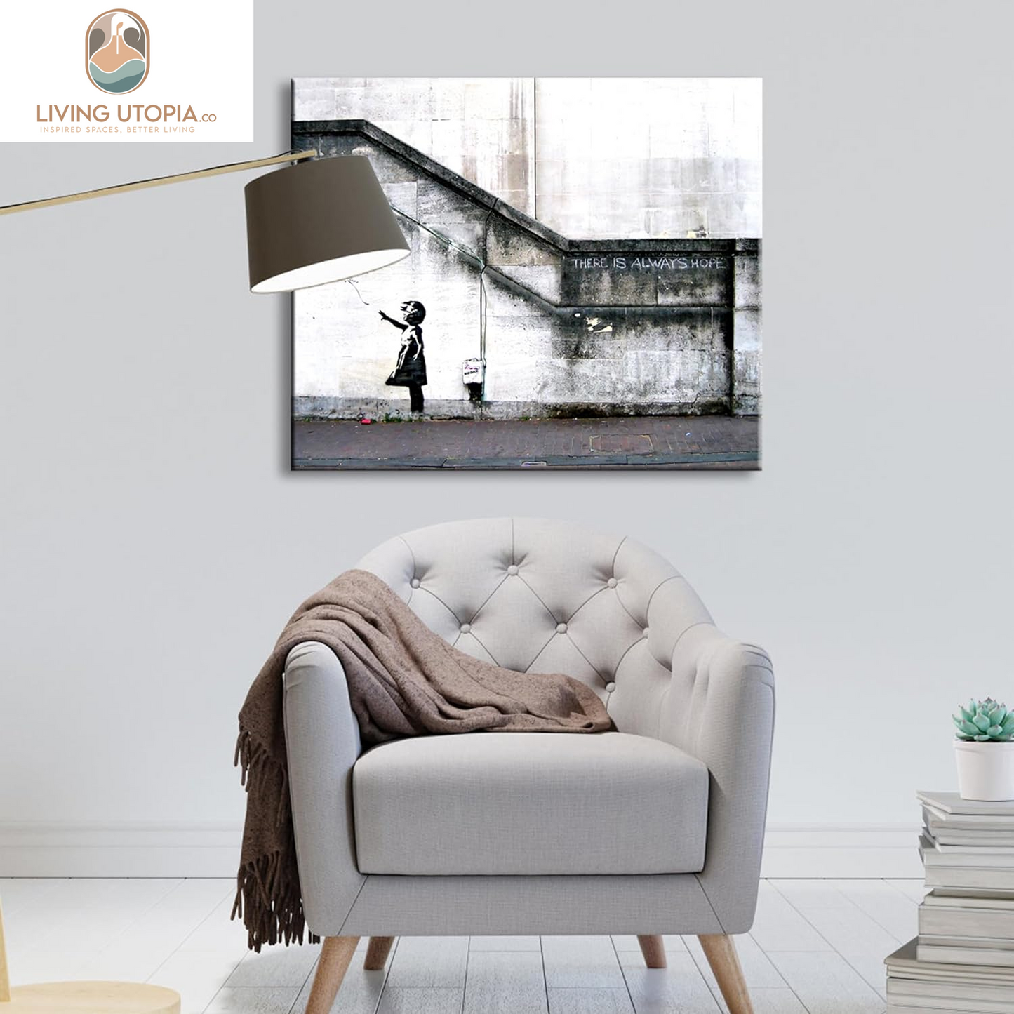 Banksy Grafitti Girl with Red Balloon Large Modern Gallery Wrapped Giclee Canvas Prints Artwork Grey Love Pictures Paintings on Canvas Wall Art for Living Room Bedroom Home Decorations