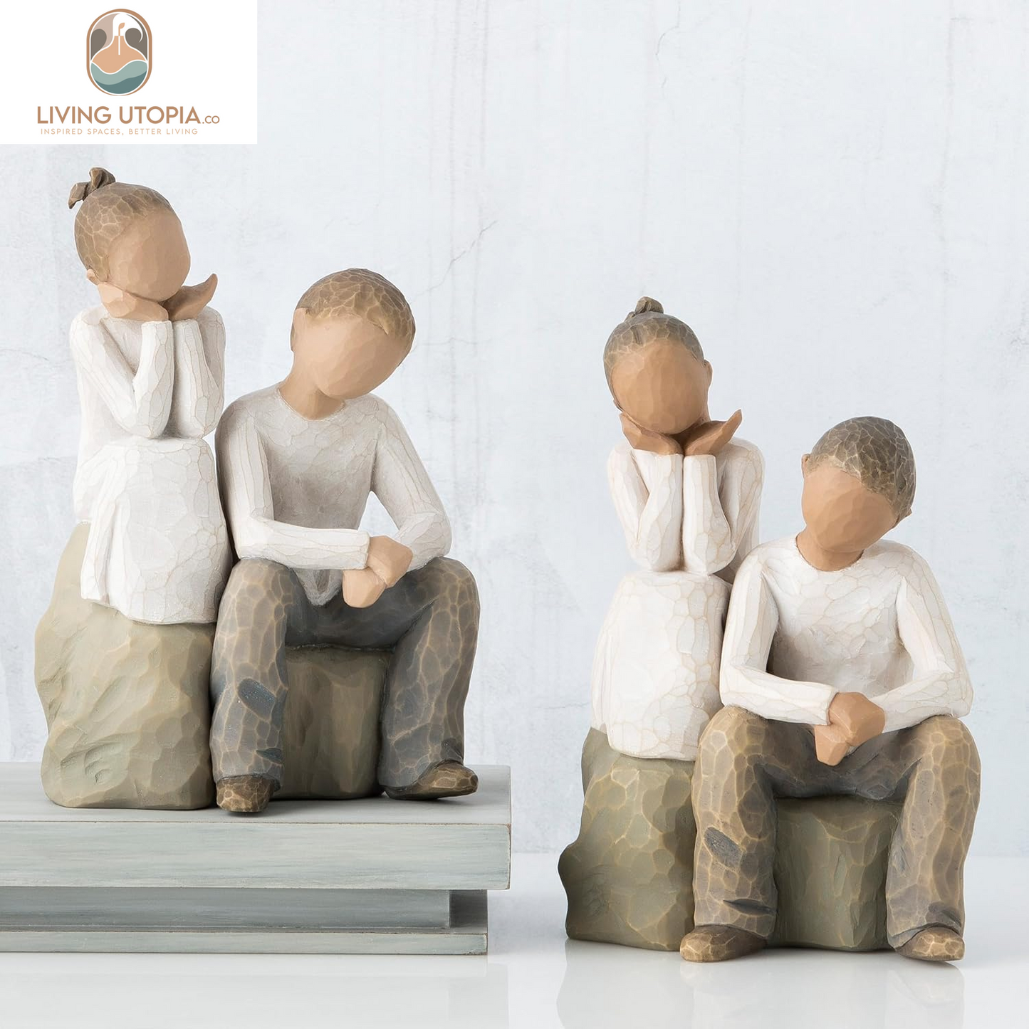 Brother and Sister (Darker Skin Tone & Hair Color), Sculpted Hand-Painted Figure