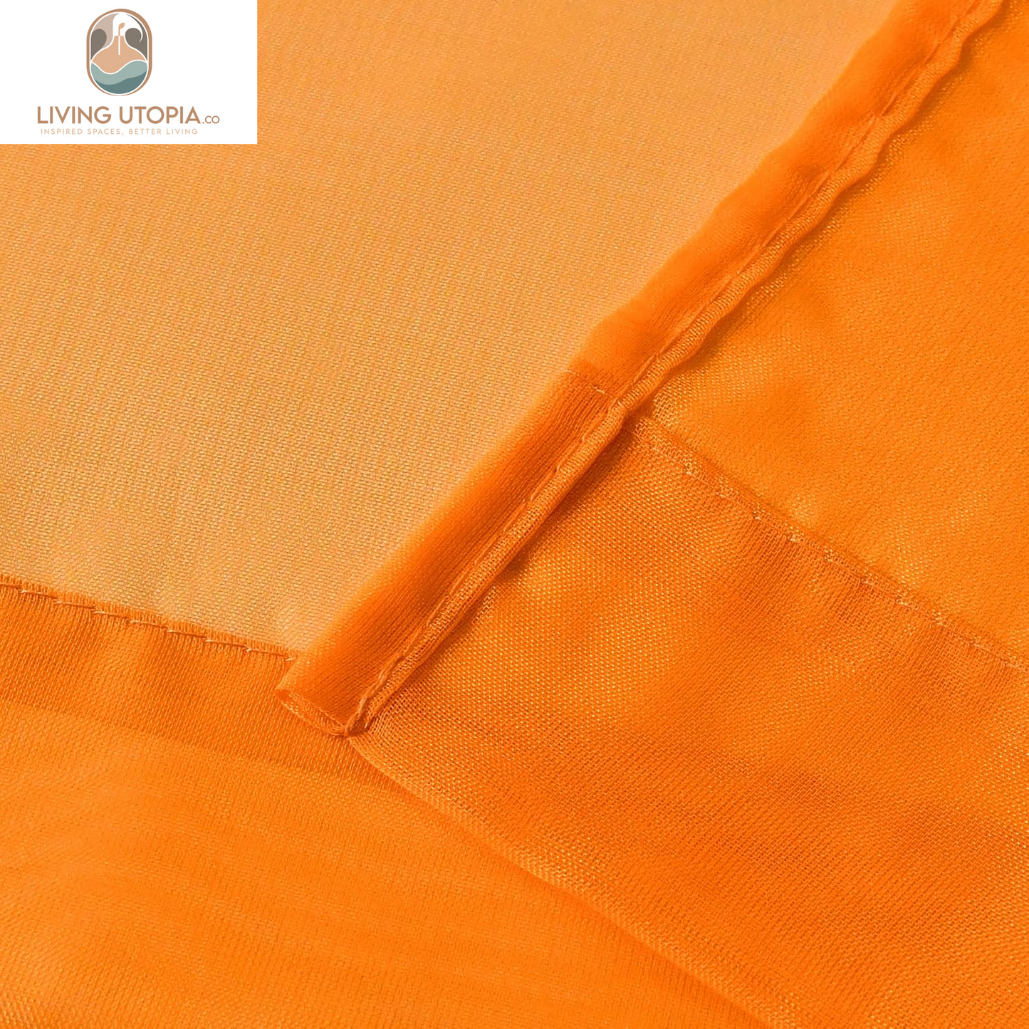 2 Panels Solid Color Orange Sheer Curtains Elegant Rod Pocket Window Voile Panels Drapes for Bedroom Living Room (52X63 Inches)