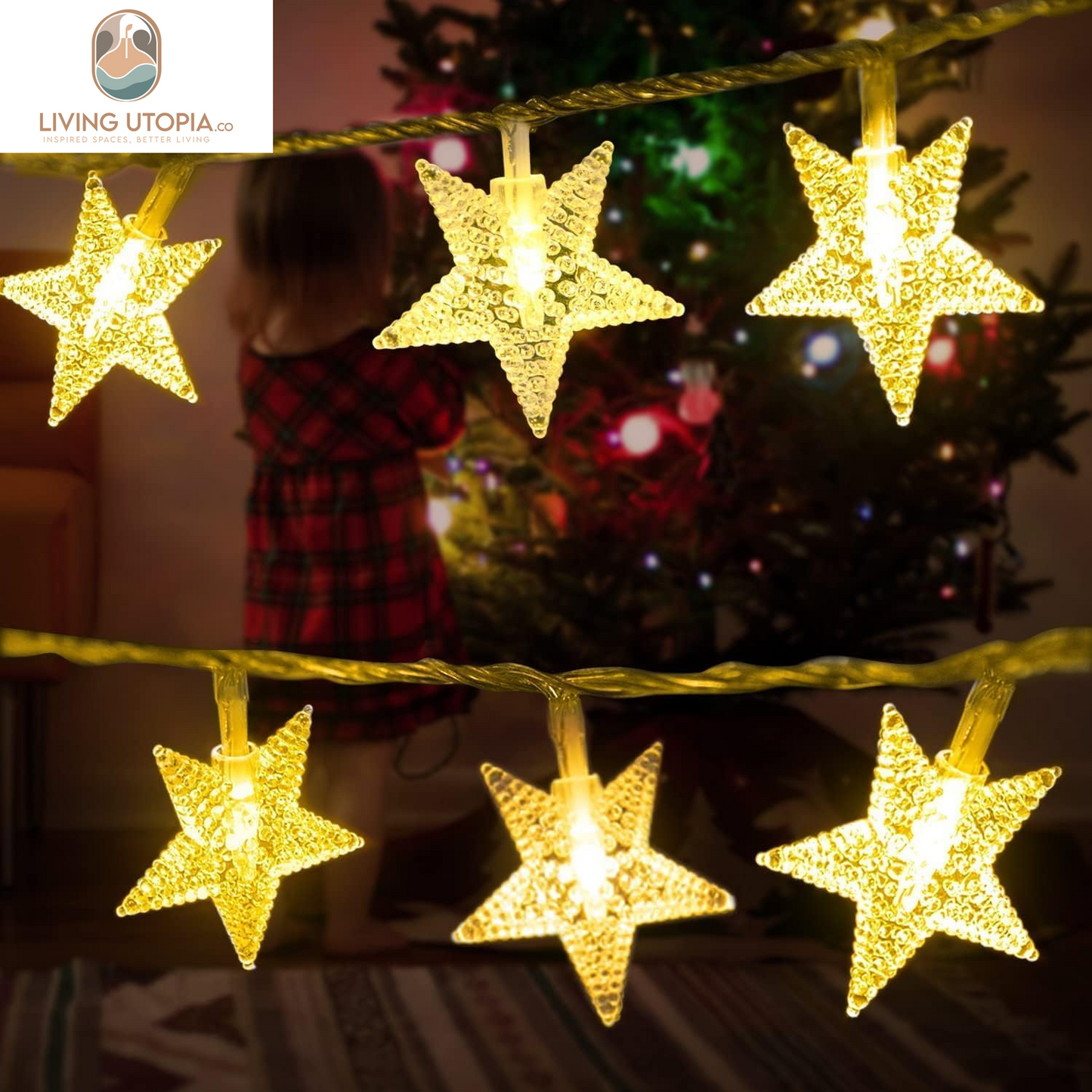 Star String Lights Plug in - 33 Ft 100 LED Star Fairy String Lights with Remote and Timer, Waterproof for Bedroom Porch Wedding Party Patio Garden Tent Indoor Outdoor Décor, Warm White