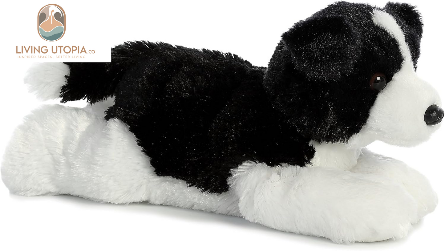 ® Adorable Flopsie™ Border Collie Stuffed Animal - Playful Ease - Timeless Companions - Black 12 Inches