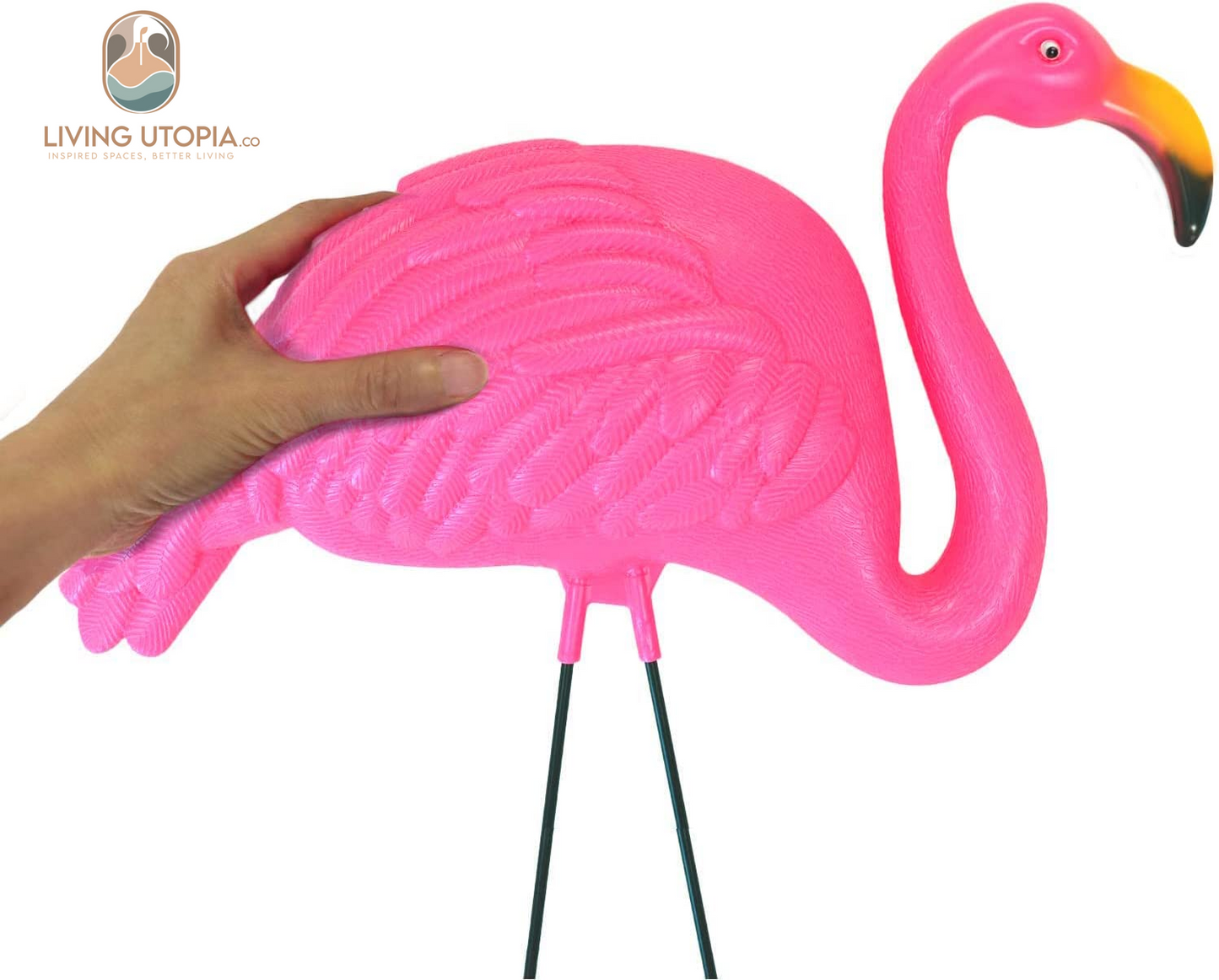 Pink Flamingos Yard Decorations - 2 Pack Extra Large 24" Tall Plastic Flamingo Statue W/Metal Stakes - Lawn Ornaments & Garden Decor for Outdoor Parties