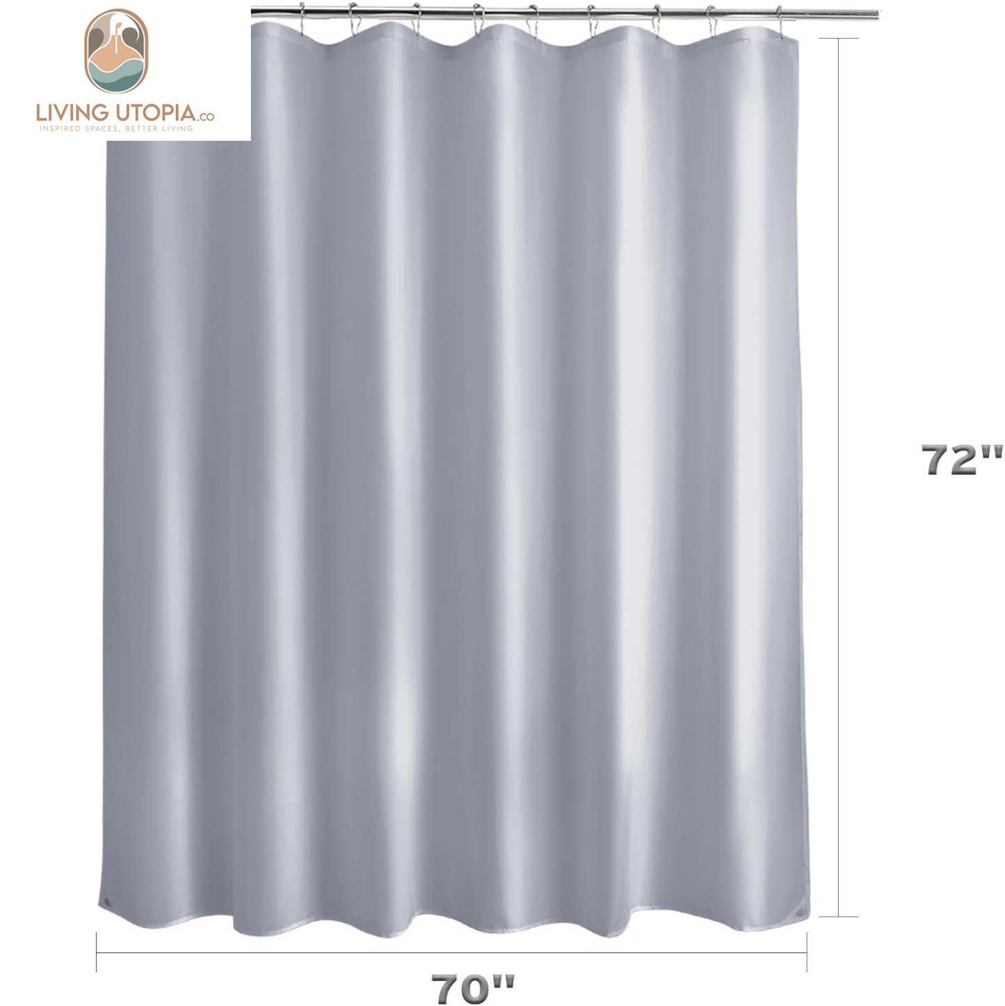 Fabric Shower Curtain Liner, Gray Shower Curtain Liner with 2 Magnets, 70 X 72 Inches, Cloth Shower Liner Waterproof Polyester, 85GSM, Easy Installation, Machine Washable, Blue Gray