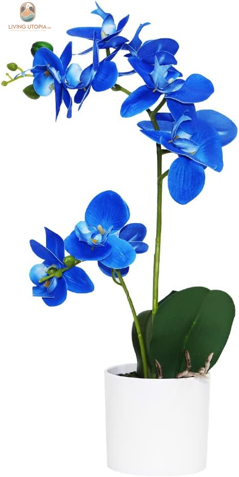 Blue Orchid Artificial Flowers in Pot, Fake Potted Orchid Flowers, Decoration for Home Office Wedding
