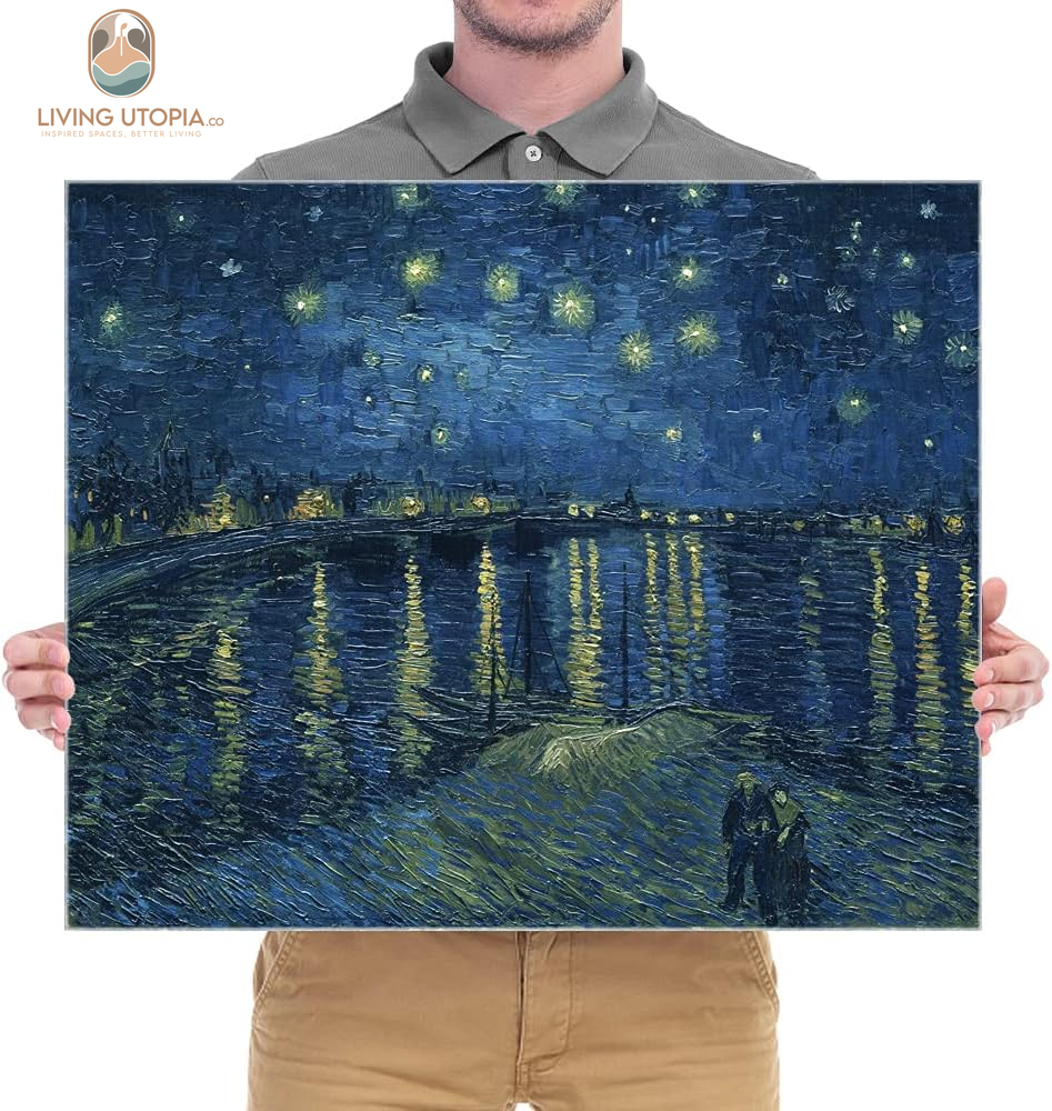 Starry Night over the Rhone by Van Gogh Classic Oil Paintings Reproduction Modern Seascape Giclee Canvas Prints Artwork on Canvas Wall Art Ready to Hang for Living Room Home Decorations