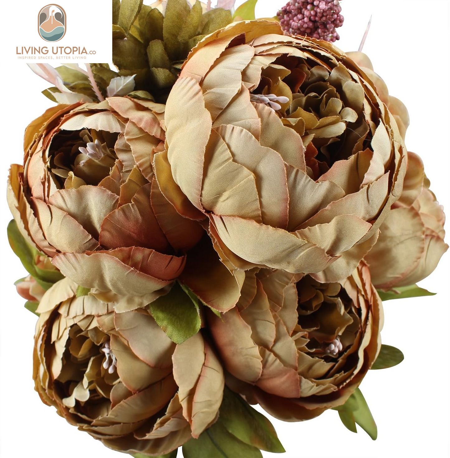 Fake Flowers Vintage Artificial Peony Silk Flowers Wedding Home Decoration,Pack of 1 (Coffee)