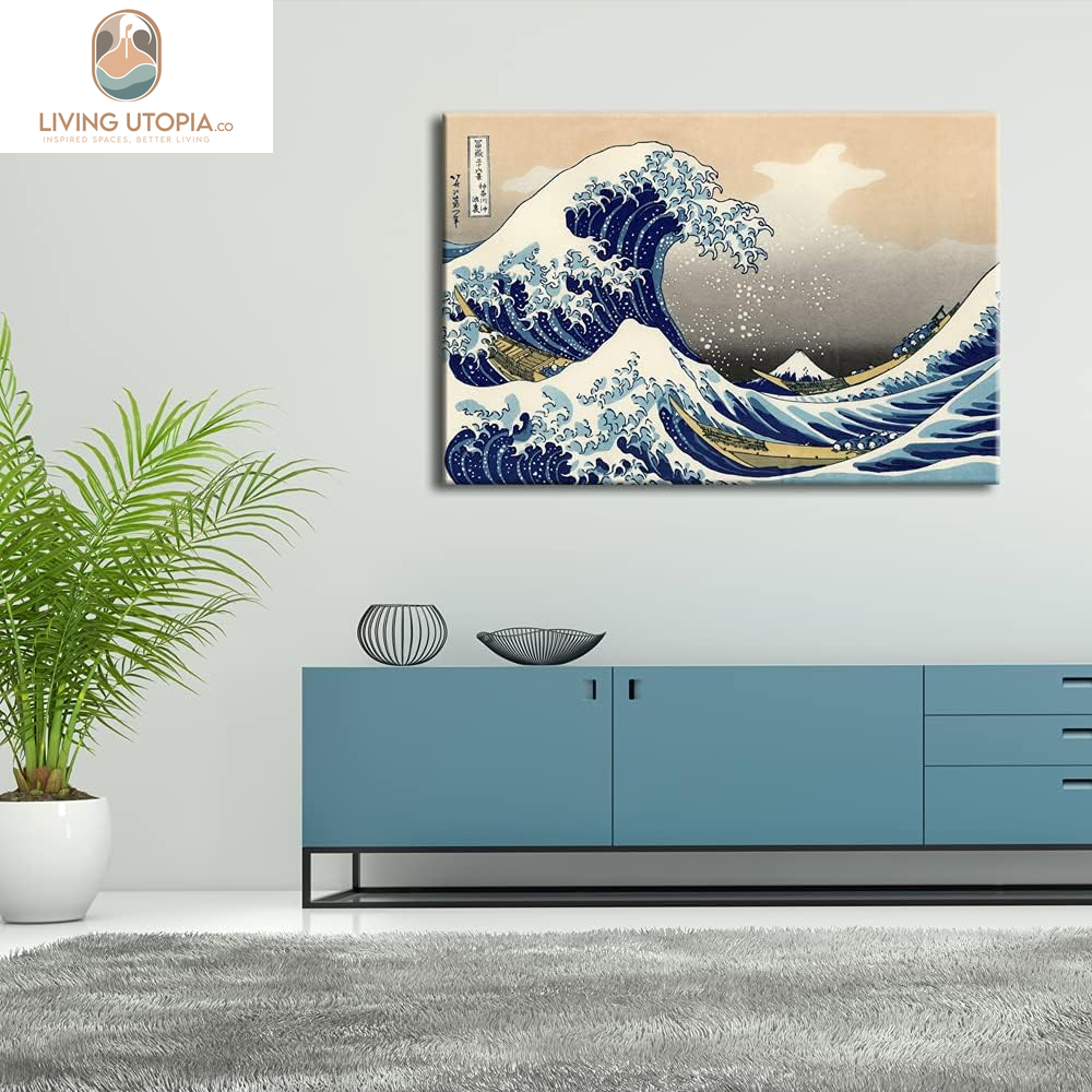 Great Wave of Kanagawa Katsushika Hokusai Giclee Canvas Prints Wall Art Abstract Seascape Pictures Paintings for Living Room Home Decorations Large Modern Stretched and Framed Sea Artwork