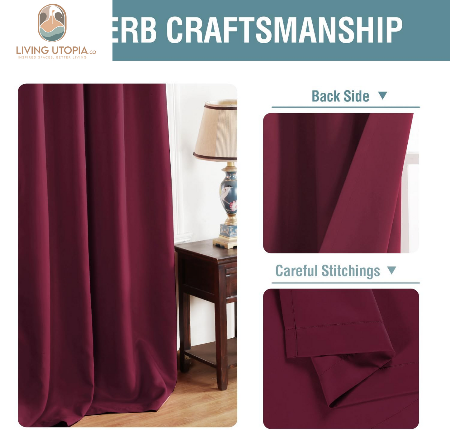 Blackout Curtains for Living Room/Bedroom Ultra Soft and Smooth Thermal Insulated Grommet Red Blackout Curtains for Christmas, 52 by 63 Inch Long - Single Panel